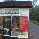 Cyklostezka Přibyslav-Sázava mne vítá s dnes nezbytným poučením